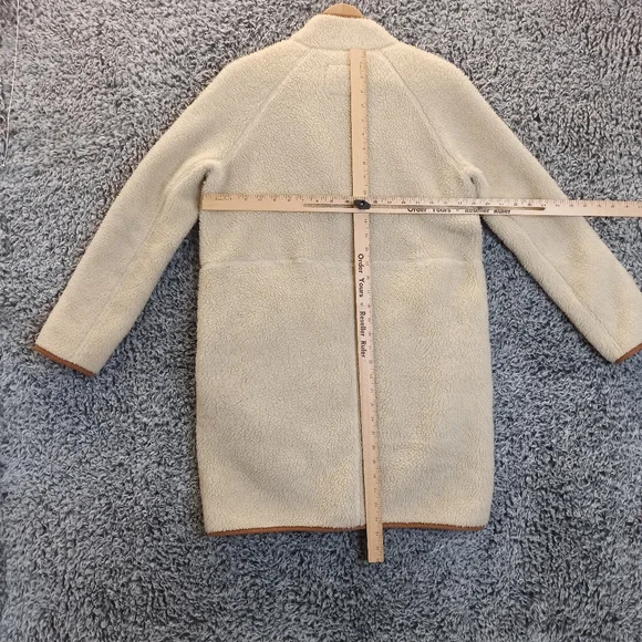 Madewell Women Sherpa Jacket cocoon Coat XSmall Cream Brown Teddy Long - Picture 8 of 12